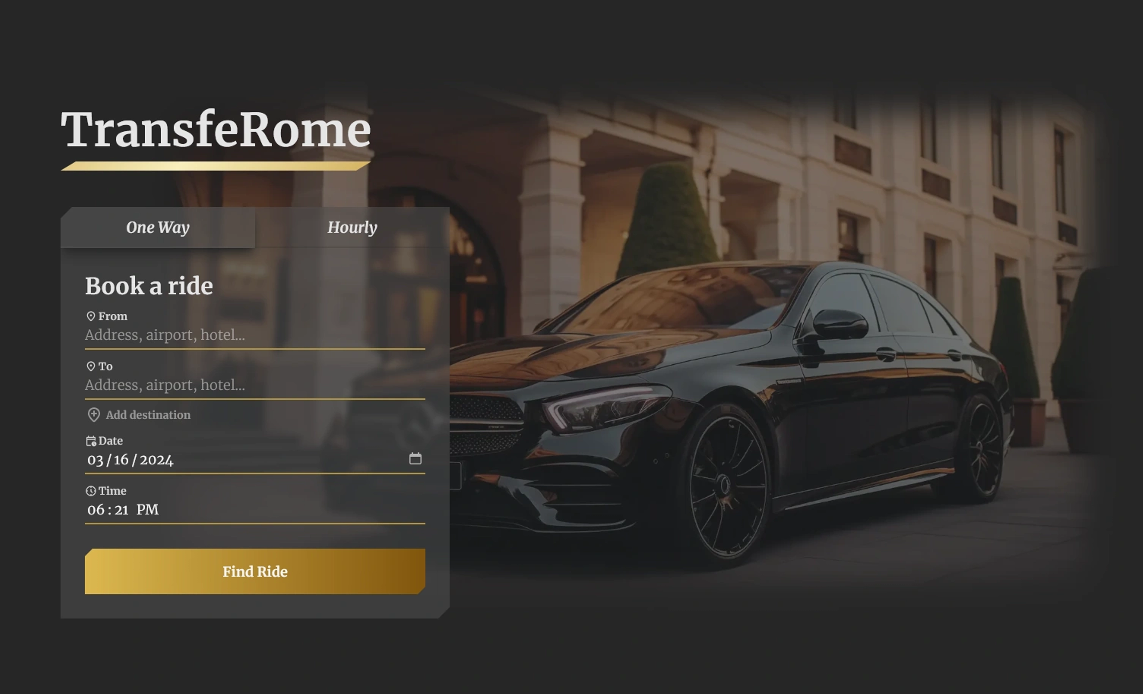 transferome's site: luxury chauffeur services